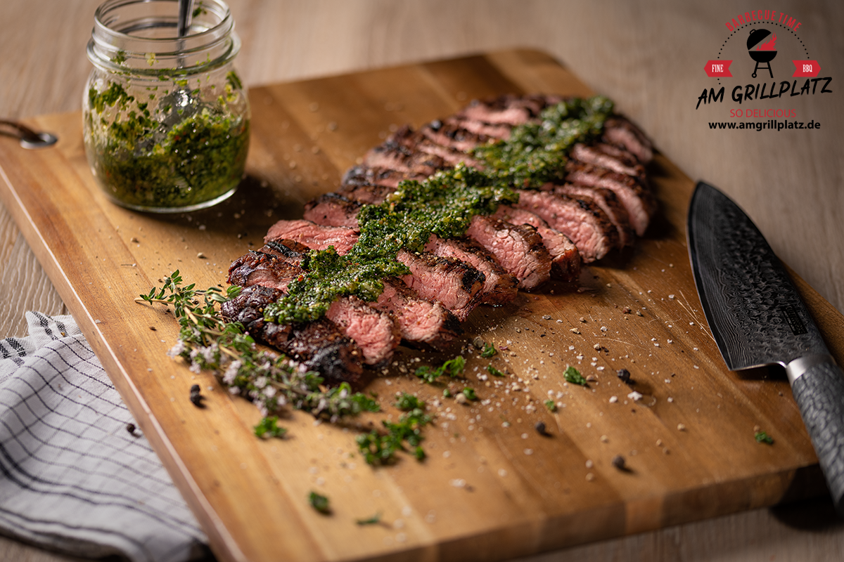 Flanksteak mit Chimichurri Am Grillplatz BBQ & Grillrezepte