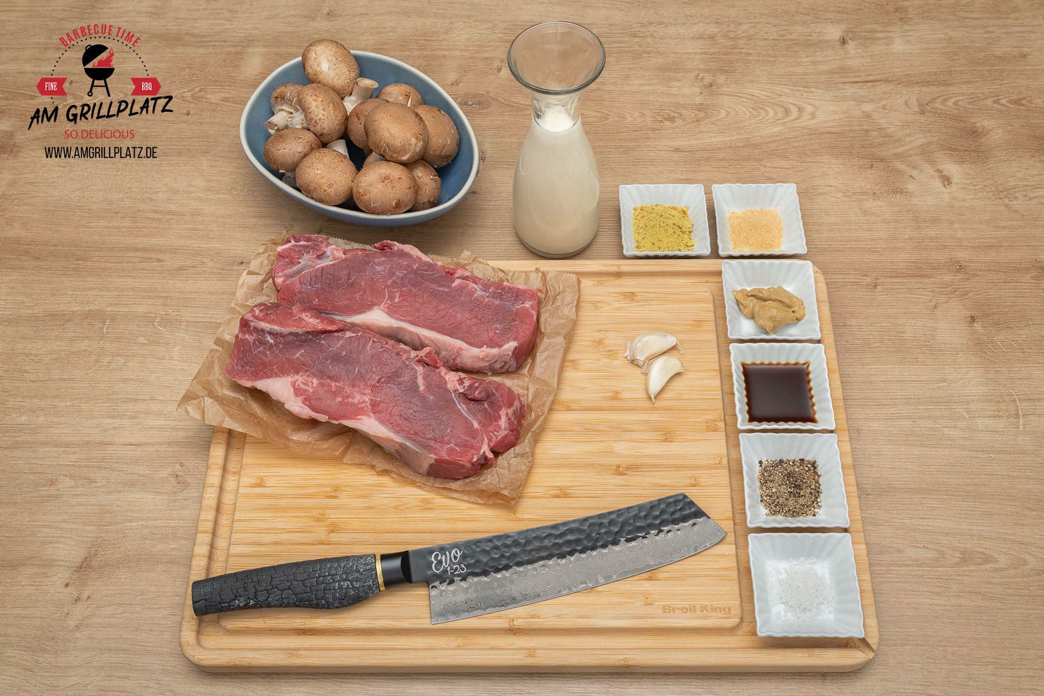 Rumpsteak mit Champignon-Sahnesauce - Am Grillplatz - BBQ &amp; Grillrezepte